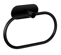 Vintree Anilla de Toalla de Manos Toallero Ovalado para Montar sin Taladrar Hecho de Metal Cromado Inoxidable Resistente al Agua Toallero Sin Taladrar Soporte Negro