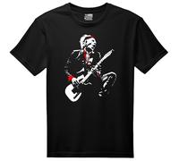 VINY WOODY Keef Riff Hard Camiseta Negra, Músico Rockero, Algodón Jersey, Manga Corta, Cuello Redondo, Estilo Casual, Diseño Gráfico Musical (FR/ES, Letras, L, Regular, Regular, Negro)
