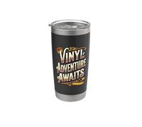 Vinyl Adventure aguarda Humor Coleccionista de discos musicales Vaso térmico de acero inoxidable de doble pared