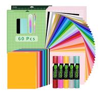 VINYL FROG Paquete de 60 accesorios para Cricut Maker y All Explore Air, herramientas definitivas con vinilo adhesivo permanente, vinilo HTV, tapete de corte, herramientas de deshierbe, raspado