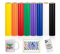 VINYL FROG Rollo de vinilo permanente Adheisve mate de 12 x 5 pies, rollo de vinilo adhesivo permanente de 8 colores para decoración de calcomanías, decoración de fiestas (negro, blanco, rojo, verde,