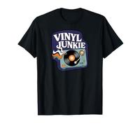 Vinyl Junkie Retro Turntable Record Collector Music Lover Camiseta