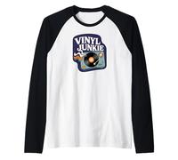 Vinyl Junkie Retro Turntable Record Collector Music Lover Camiseta Manga Raglan