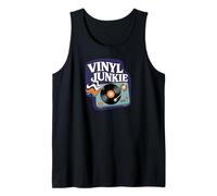 Vinyl Junkie Retro Turntable Record Collector Music Lover Camiseta sin Mangas