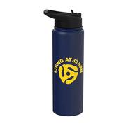 Vinyl Record Music Vintage 33 RPM Record Adapter Retro DJ Stainless Steel Insulated Water Bottle