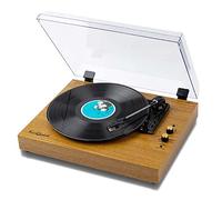 Vinyl Record Player, Bluetooth Turntable With Stereo Speakers, Supports 7/10/12 Inch Lp Vinyl Records,One Click Adjustment,3.5Mm Music Output Jack,For Office/Home Decor, YHNNH, Yellow
