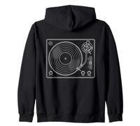 Vinyl Record Player Retro Sketch Music DJ Sudadera con Capucha