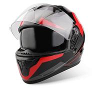 VINZ Becket Casco Integral Moto | con Visera Solar | ECE 22.06 Homologado | Casco Scooter & Ciclomotor | En Tamaño XS - XXL | para Hombre y Mujer - Rojo