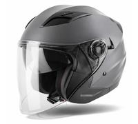 VINZ Calobra Casco Jet con Visera Solar | Casco Scooter & Moto & Ciclomotor | ECE 22.06 Homologado | En Tamaño XS - XXL | para Hombre y Mujer - Titanio Mate