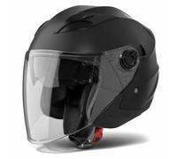 VINZ Calobra Casco Jet con Visera Solar | Casco Scooter & Moto & Ciclomotor | ECE 22.06 Homologado | En Tamaño XS - XXL | para Hombre y Mujer - Negro Mate
