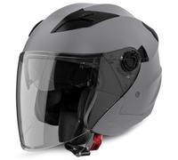 VINZ Calobra Casco Jet con Visera Solar | Casco Scooter & Moto & Ciclomotor | ECE 22.06 Homologado | En Tamaño XS - XXL | para Hombre y Mujer - Titanio Mate