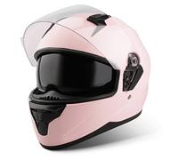 VINZ Kennet Casco Integral Moto | con Visera Solar | ECE 22.06 Homologado | Casco Scooter & Ciclomotor | En Tamaño XS - XXL | para Hombre y Mujer - Rosa Mate