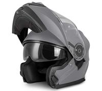 VINZ Santos Casco Modular con Visera Solar | Casco Moto & Scooter & Ciclomotor | ECE 22.06 Homologado | En Tamaño XS - XXL | para Hombre y Mujer - Titanio Mate