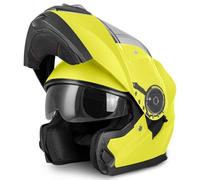 VINZ Santos Casco Modular con Visera Solar | Casco Moto & Scooter & Ciclomotor | ECE 22.06 Homologado | En Tamaño XS - XXL | para Hombre y Mujer - Amarillo Fluorescente