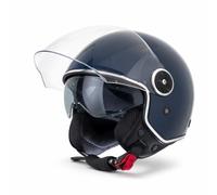 VINZ Tobia Casco Jet con Doble Visera | Casco Scooter & Moto & Ciclomotor | con Visera Solar | ECE 22.06 Homologado | En Tamaño XS - XXL | para Hombre y Mujer - Azul