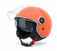 VINZ Tobia Casco Jet con Doble Visera | Casco Scooter & Moto & Ciclomotor | con Visera Solar | ECE 22.06 Homologado | En Tamaño XS - XXL | para Hombre y Mujer - Naranja