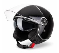 VINZ Tobia Casco Jet con Doble Visera | Casco Scooter & Moto & Ciclomotor | con Visera Solar | ECE 22.06 Homologado | En Tamaño XS - XXL | para Hombre y Mujer - Negro