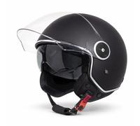 VINZ Tobia Casco Jet con Doble Visera | Casco Scooter & Moto & Ciclomotor | con Visera Solar | ECE 22.06 Homologado | En Tamaño XS - XXL | para Hombre y Mujer - Negro Mate
