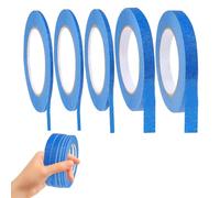 VINZOR 5 Rollos Adhesiva Cinta, 5/8/10/12 mm Ancho Cinta de Carrocero Cinta Pintos Cinta Enmascarar Modelismo para Automoción Coche Escuela Oficina Proyectos de Bricolaje (Azul)