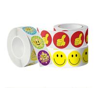 VINZOR Kit de 3 Rollos de Pegatinas de Recompensa, 1500 Adhesivos con Diseños,Ideal para Educación Infantil,Crianza Positiva,Tabla de Comportamiento,Gomets Surtidos para Niños,Motivación y Aprendizaje