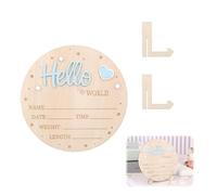 VINZOR Letrero con Anuncio de Bebé, 15cm Hola Mundo Letrero con Anuncio Nacimiento para Recién Nacido Niño o Niña para Hospital Decoración de Guardería Baby Shower Accesorio Fotos