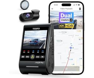 VIOFO A229 PRO 2CH delantero y trasero 4K+2K HDR Dual Dash CAM con STARVIS 2 SENSORES Super Night Vision Control de voz