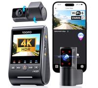 VIOFO A329S 3CH 4K Dashcam delantera trasera, 4K + 2K + 2K Dashcam Auto 3 Lens, modo de estacionamiento de ahorro de energía, cámara interior ultra gran angular de 210°, Wi-Fi 6 y control de