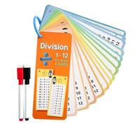 Viojrlly 15 Piezas Tarjetas Estudio, Educativo de Tablas de División para Niños, Mini Bloc de Notas Tarjetas de Indice, 2 Marcadores de Borrado, Juego de Tarjetas de Aprendizaje