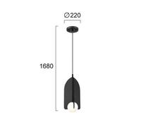 Viokef Lámpara colgante Fedora, Ø 22 cm, negro, metal/vidrio