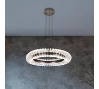 Viokef Lámpara colgante LED Alba, gris cepillado/transparente, Ø 60 cm, metal/acrílico EC:EPREL:2433422
