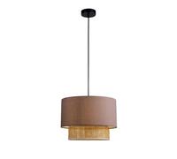 Viokef Lámpara colgante Rika, Ø 34 cm, gris/color natural, tela/ratán True