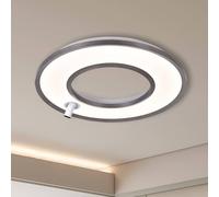 Viokef Lámpara LED de techo Valeria, gris cepillado, Ø 60 cm, metal EC:EPREL:2433485