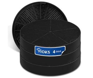 VIOKS 4 filtros de extractor de humos, 196 mm de diámetro, repuesto para Elеctrolux 902979357/8 50290659007 Franke 112.0016.755 Bosch Siеmens 00748732 DHZ5316 LZ55651 Miеle 6532977 1 filtro de carbón