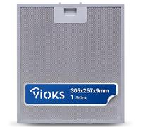 VIOKS Filtro de campana extractora 305 x 267 x 9 mm de repuesto para AEG 4055250429 405525042/9 Elica GRI0009219A KIT0010805 - Filtro de grasa para campana extractora de metal/metal para campana