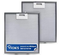 VIOKS Filtro de grasa para campana extractora de repuesto, 2 filtros de repuesto para Whirlpool 480122102168, 305 x 267 mm