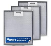 VIOKS Filtro de grasa para campana extractora de repuesto, 3 filtros de repuesto para Whirlpool 480122102168, 305 x 267 mm