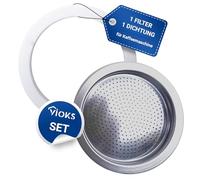 VIOKS Juego de 1 anillo de sellado y 1 filtro de 63 mm de repuesto para bialеtti junta para cafetera espresso Bialеtti y colador para cafetera espresso Bialеtti 4 tazas/Musa y Venus