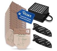 VIOKS Juego de 12 bolsas de filtro de repuesto para aspiradora Vоrwerk + 2 filtros de carbón activo filtro de olores filtro de motor + 1 filtro Hepa filtro de láminas para aspiradora Vоrwerk Kobold