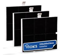VIOKS Juego de 3 filtros de carbón activo para extractor de humos, 255 x 265 mm, repuesto para campana extractora Balay 00361047 Bosch Junker Matte Cooker Hood
