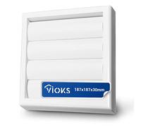 VIOKS Persiana veneciana exterior blanca para sistemas de conductos de aire 125 - Cubierta extractora exterior 187 x 187 x 30 mm de plástico - Cubierta de ventilación con solapas de aire móviles para