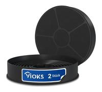 VIOKS Respekta - Juego de 2 filtros de carbón para campana extractora (105 mm de diámetro, repuesto para filtro de carbón activo Respekta MIZ0058 MIZ 0058 PKM CF130 Candy 49040890 35602288 49040117