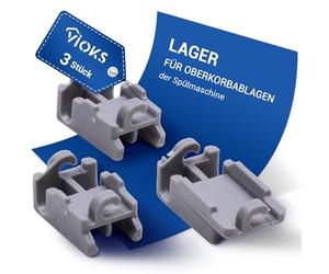 VIOKS Soporte de rodamiento de repuesto para Bosch Siemens 00418674 418674, juego para estante superior de la cesta del lavavajillas, 3 unidades, cesta superior