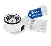 VIOKS Válvula de cesta con filtro de 70 mm de diámetro, con conexión para rebosadero lateral y para crear espacios