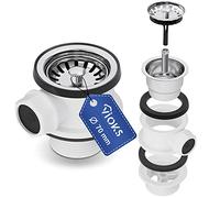 VIOKS Válvula de cesta de 70 mm con juego de desagüe de 1 pulgada para fregadero con rebosadero - Válvula de cesta para fregadero de cocina, juego de desagüe para fregadero de cocina