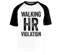 Violación De La Normativa sobre Caminar Camiseta Beisbol Blanca Unisex Manga Corta Negra Unisex White Baseball T-Shirt Black Short Sleeve