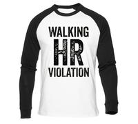 Violación De La Normativa sobre Caminar Camiseta Béisbol Blanca Unisex Manga Larga Negra Unisex White Baseball T-Shirt Black Long Sleeve