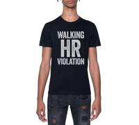 Violación De La Normativa sobre Caminar Camiseta De Manga Corta Negra con Cuello Redondo para Hombre T-Shirt Short Sleeve Black Crewneck tee For Men