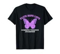 Violencia Doméstica Concienciación Fe Esperanza Amor Mariposa Floral Camiseta