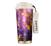 Violet-Gold Butterflies3 - Taza de café aislada con tapa, a prueba de fugas, para bebidas frías y calientes