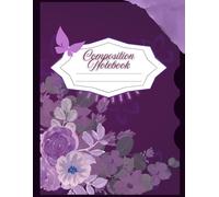 Violet Parfum Composition Notebook - College Ruled, 120 Pages (8.5 x 11 in): Elegant composition book with deep purple floral patterned covers for school, college, office or personal use